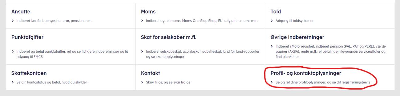 Vælg Profil- og kontaktoplysninger